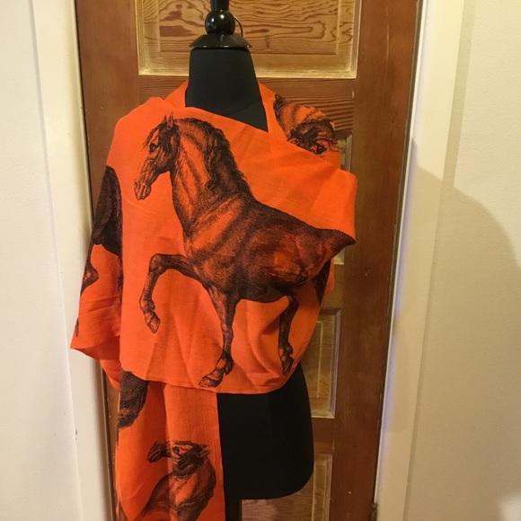 Thomaspaul Accessories - Thomaspaul orange wool horse scarf